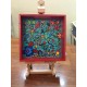 Warli painted wood tray